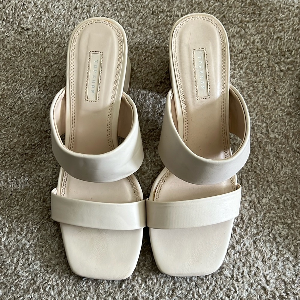 Slide on heeled sandals